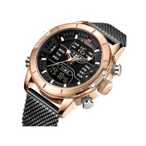 Naviforce Mesh Band Dual Time Edition Watch For Men - Black (NF-9153-1)