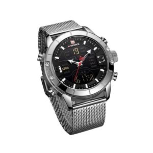 Naviforce Mesh Band Dual Time Edition Watch For Men - Silver (NF-9153-3)