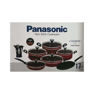 Non Stick Cookware Set Maroon - 17 Pcs (0049)