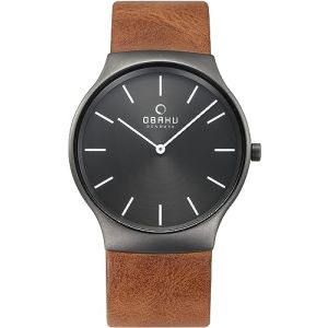 Obaku Leather Watch For Men Brown (V178GXUURZ)
