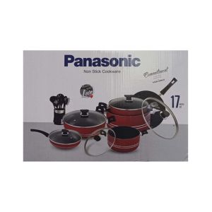 Non Stick Cookware Set Maroon - 17 Pcs (0050)