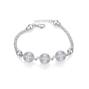 Jani store Pearlistan Matte Smooth Balls With Double Chain Bracelet For Girls - Silver