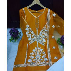 Pista Collection 3pcs Sleeves Embroidered Shirt-Orange