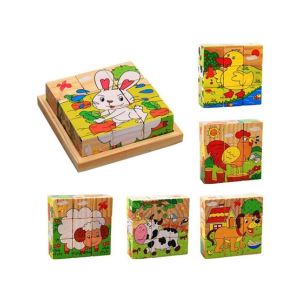 Planet X Farm Animals Cubical Wooden Puzzle (PX-9382)