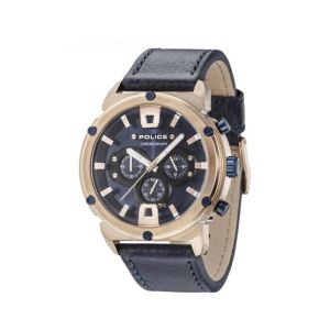 Police Leather Strap Chronograph Men's Watch Blue (15047JSR/03)