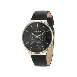 Police Leather Strap Watch For Men Black (15044JS/02)
