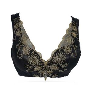 Purple Bag Fancy Golden Net Lace Wireless Double Padded Full Coverage Bra (0019)