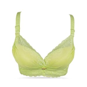 Purple Bag Fancy Lace Double Padded Wireless Soft Pushup Bra Green (0015)