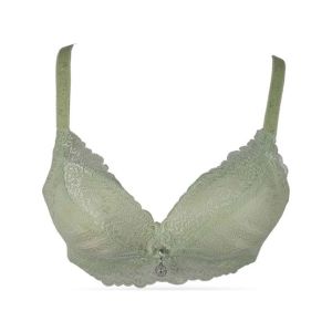 Purple Bag Fancy Lace Soft Double Padded Wireless Bra Light Green (0012)