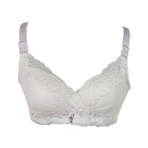 Purple Bag Fancy Lace Soft Padded Wireless Bra White (0023)