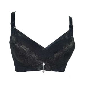 Purple Bag Fancy Net Lace Wireless Light Padded Full Coverage Bra Black (0018)