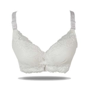 Purple Bag Lace Net Double Padded Wired Less Bra White (OFW0047)