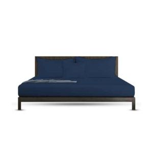 Rainbow Linen Bed Sheet Set King Size Dark Blue (Pack Of 3)