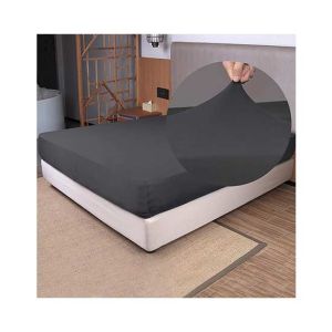 Rainbow Linen Jersey Fitted Bed Sheet King Size Anthracite (RHP120)