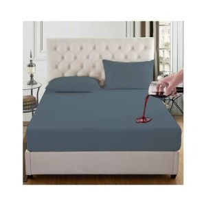 Rainbow Linen Water Proof Fitted Bed Sheet Dark Grey (King Size)