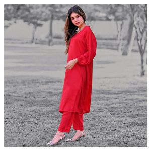 Vcare Natural 2 Pieces Casual Suit For Women Red - RL-Medium