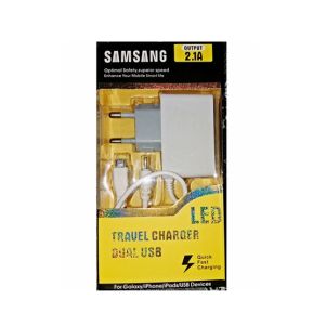 Samsung 3 In 1 Dual USB LED Travel 2.1A Fast Charger For Android+Pin