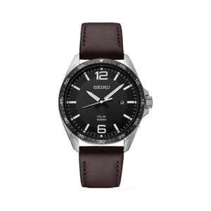Seiko Leather Men's Watch Brown (SNE487P1)