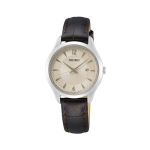 Seiko Leather Men's Watch Brown (SUR421P1)