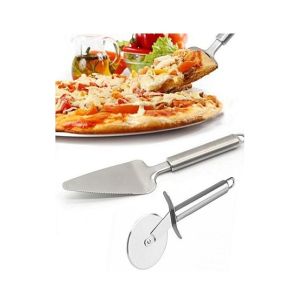 sooperdotpk Pie Pizza Server With Cutter Wheel