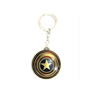 King Hat & Caps Metallic Captain America Logo Spinner Keychain