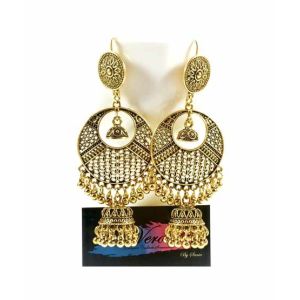 Vero By Sania Long Antique Jhumka with Champagne Stones (D-252)