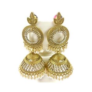 Vero by Sania Halo Antique Spell Bounding Jhumka with Pearls (D-260)