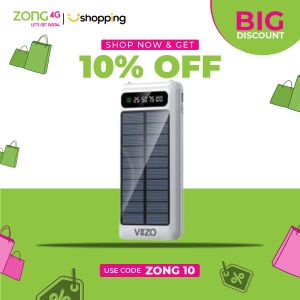 Vizo 10000mah Solar1 Power Bank - White