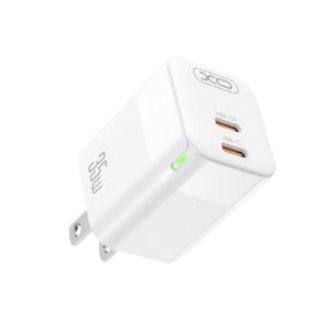 XO 35W 2 USB Type C PD Charger For iPhone - White (CE07)
