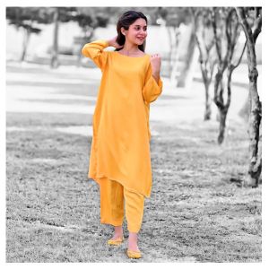 Vcare Natural 2 Pieces Casual Suit For Women Light Yellow - YL-Large