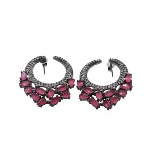 Zed Eye Red Crescent Earrings For Women (ISE158)
