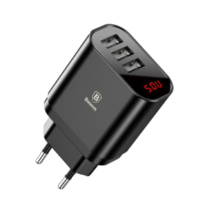 Baseus Mirror Lake 3 USB Port Travel Charger Black (CCALL-BH01)