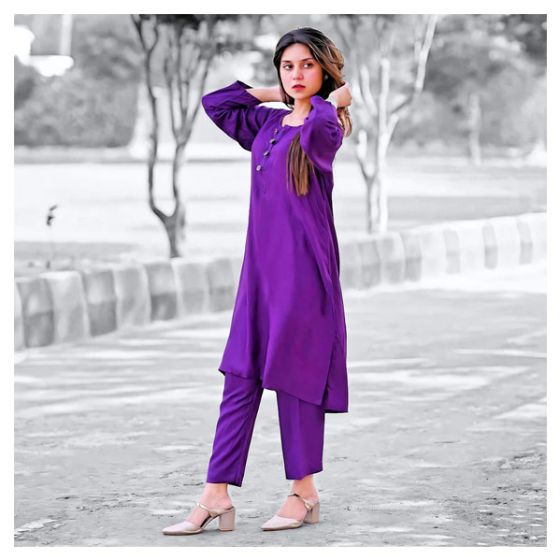 iShopping - Vcare Natural 2 Pieces Casual Suit For Women Light Purple - ML