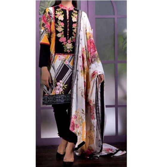 iShopping - Waqas inc Embroidery Unstitched Lawn 3 Piece Suit (0022)