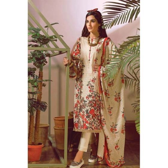 iShopping - Waqas inc Embroidery Unstitched Lawn 3 Pieces Suit (0016)