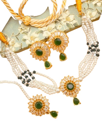 iShopping - Azhari Traders Beautiful Elegant Crush Mala Set-Green
