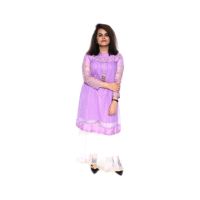 ASH Collection Net Embroidered Purple Kurti With Net Garara White