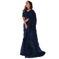 Zr Collection Indian Unsititched Net Saree Collection-Blue