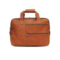 Pious Genuine Leather Laptop Bag - Tan