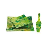Easy Shop Gold Impression Glass Serving Cake Plate Set - 8 Pieces-Green