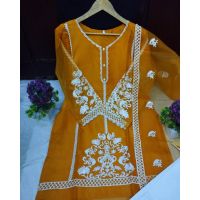Pista Collection 3pcs Sleeves Embroidered Shirt-Orange