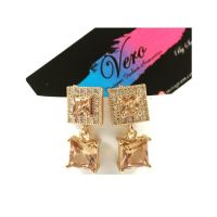 Vero by Sania Gold Plated Zircon Square Earring Champagne (E-255C)