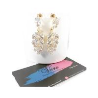Vero by Sania Zircon Leaf Drop Earring Golden (E-253)