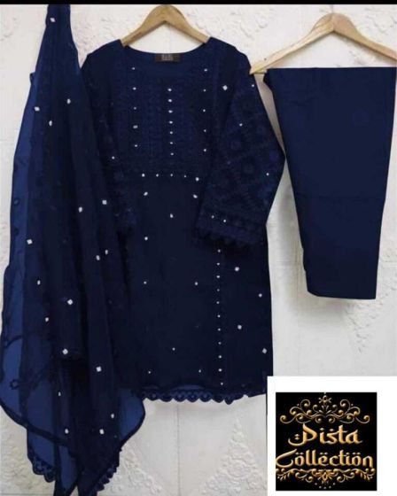 iShopping - Pista Collection 3pcs Embroidery Shirt Attached & Embroidered Dupatta