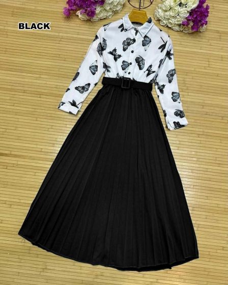 iShopping - Pista Collection 2pcs Butterfly Top With Skirt-Black