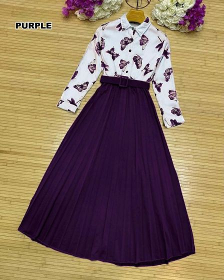 iShopping - Pista Collection 2pcs Butterfly Top With Skirt-Purple
