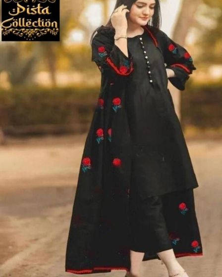 iShopping - Pista Collection 3pcs Sleeves Embroidered Gown-Black