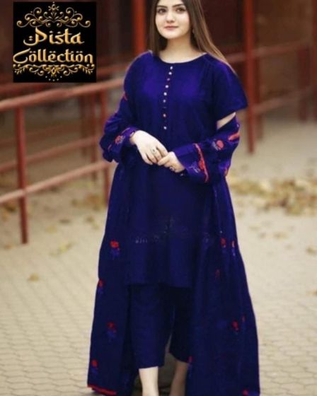 iShopping - Pista Collection 3pcs Sleeves Embroidered Gown-Dark Blue