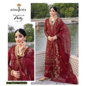 ASIMJOFA Embroidered Unstitched Lawn - 3 Pcs 