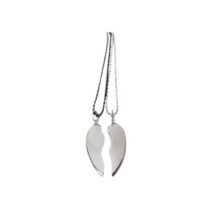 Afreeto Broken Magnet Heart Shaped Necklace Silver